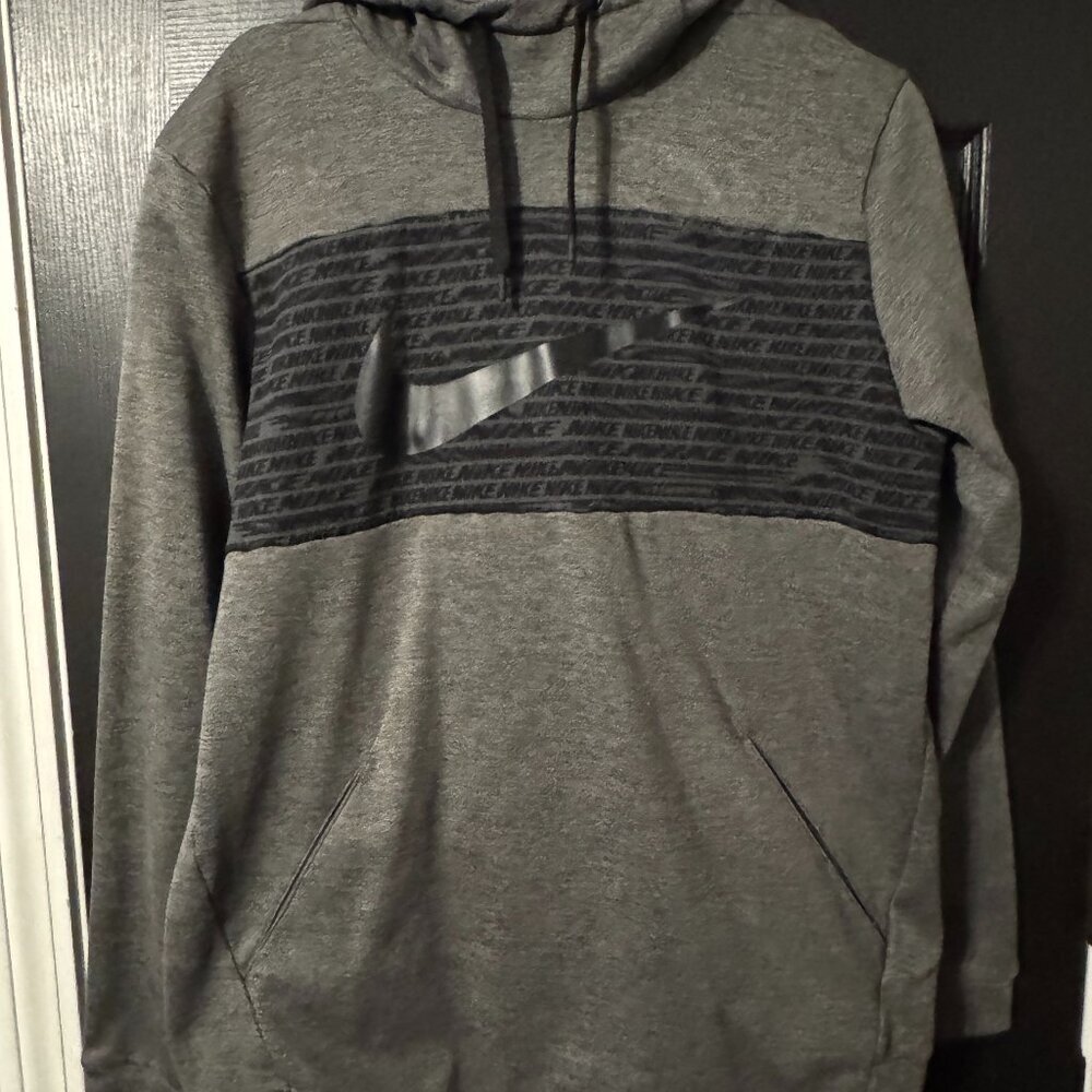 Mens Nike Black Gray Hooded Sweatshirt - Picture 1 of 3